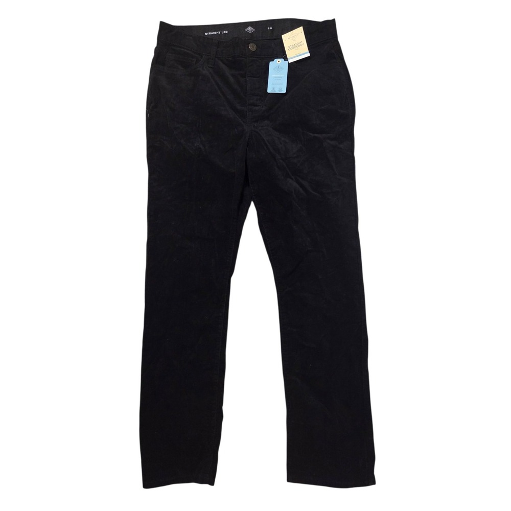 Black Straight Leg Corduroy Women's Pants High Rise 14 NWT St. John's Bay